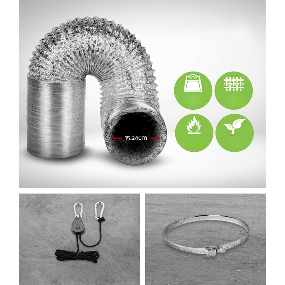 6" Hydroponics Grow Tent Kit Ventilation Kit Fan Carbon Filter Duct