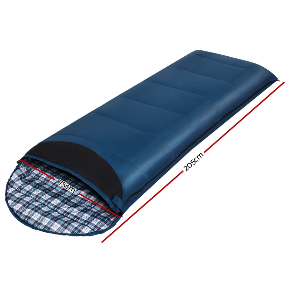 Sleeping Bag Camping Hiking Winter Thermal Single - Blue