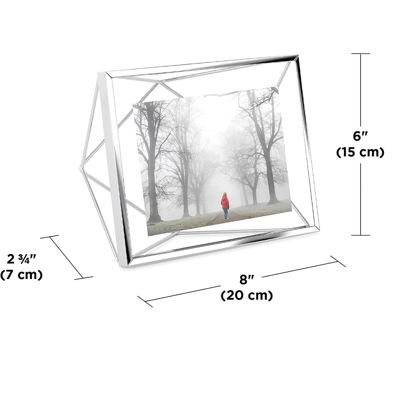 Geometric Prisma Picture Frame Photo Display for Desk Wall  4x6 Inch - Silver