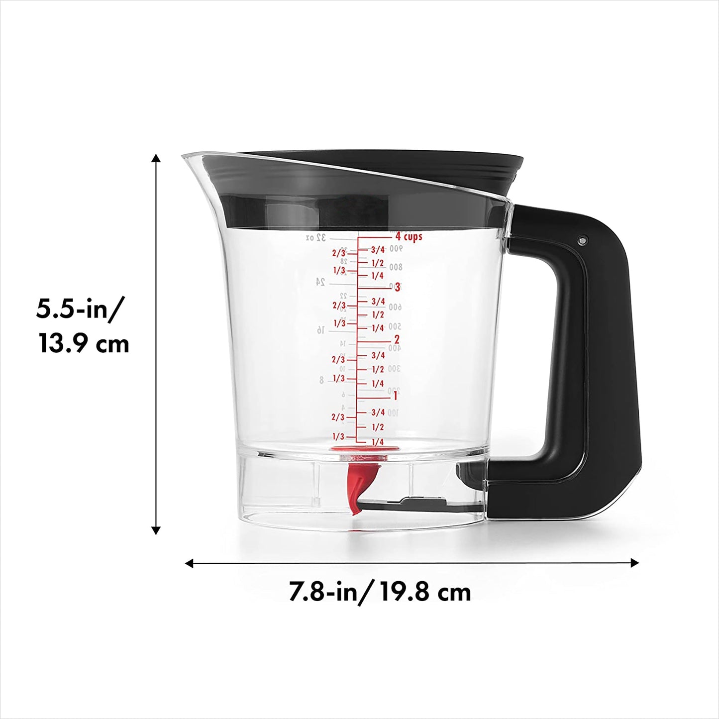 Gravy Fat Separator with 4 Cup or 1 Litre Capacity - Black