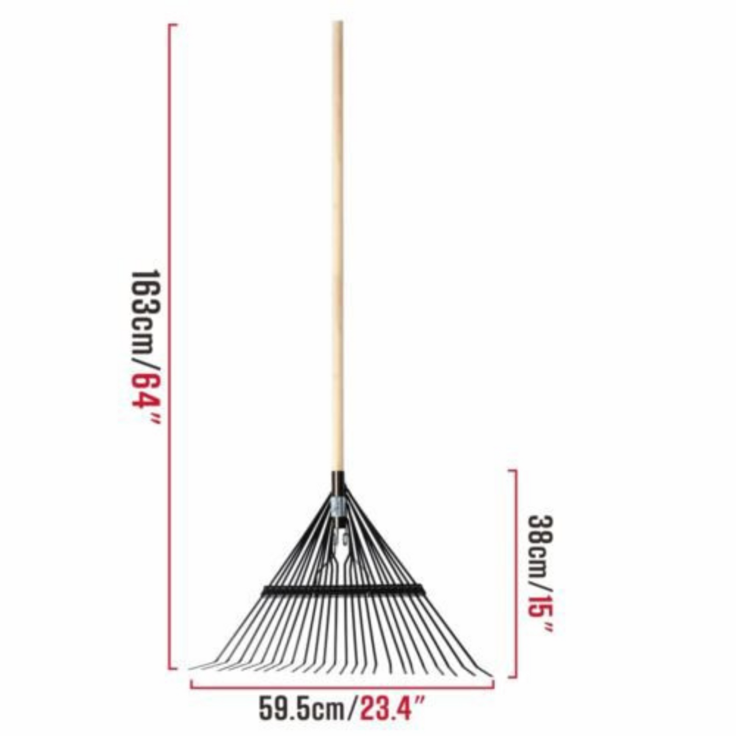 Outdoor Garden Metal Leaf Rake 24 Teeth Lawn Grass Cleaning Tool