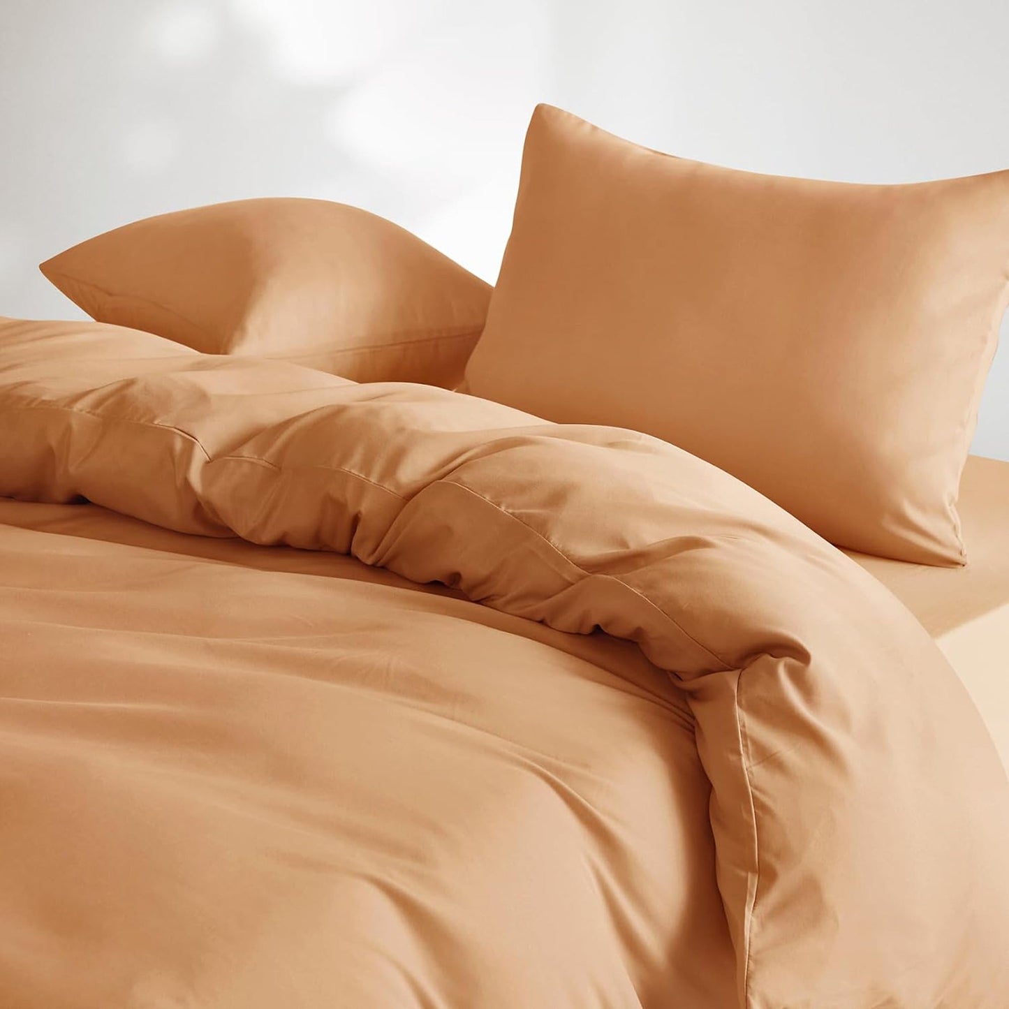 1000TC Ultra Soft Microfiber Duvet Doona Cover Bedding Quilt Cover Set - Caramel