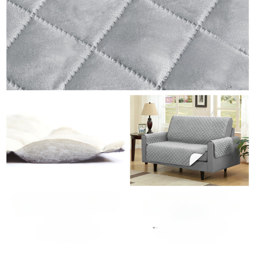 Sofa Cover Quilted Couch Covers Lounge Protector Slipcovers 3 Seater Grey