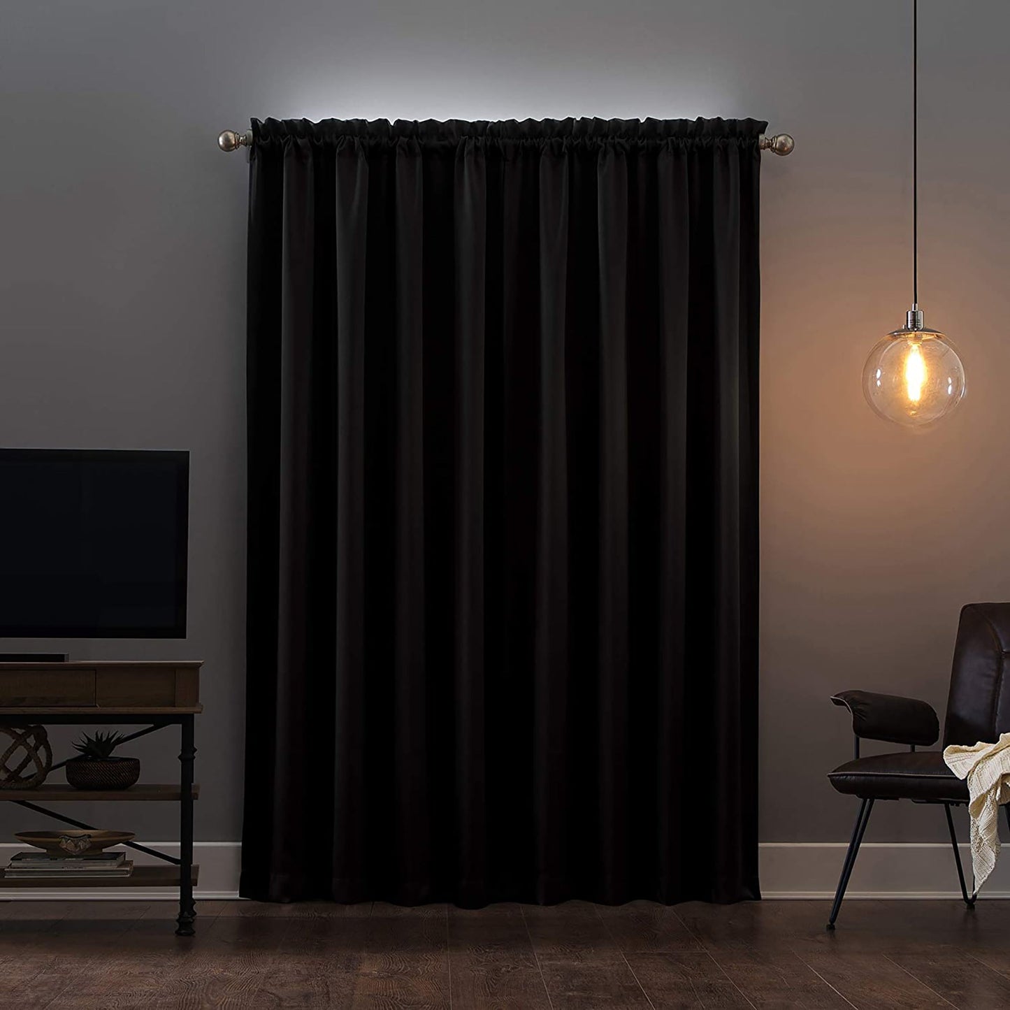 Oslo Theater Grade Extreme Total Blackout Rod Pocket Curtain Panel 52x63 Inches - Coal