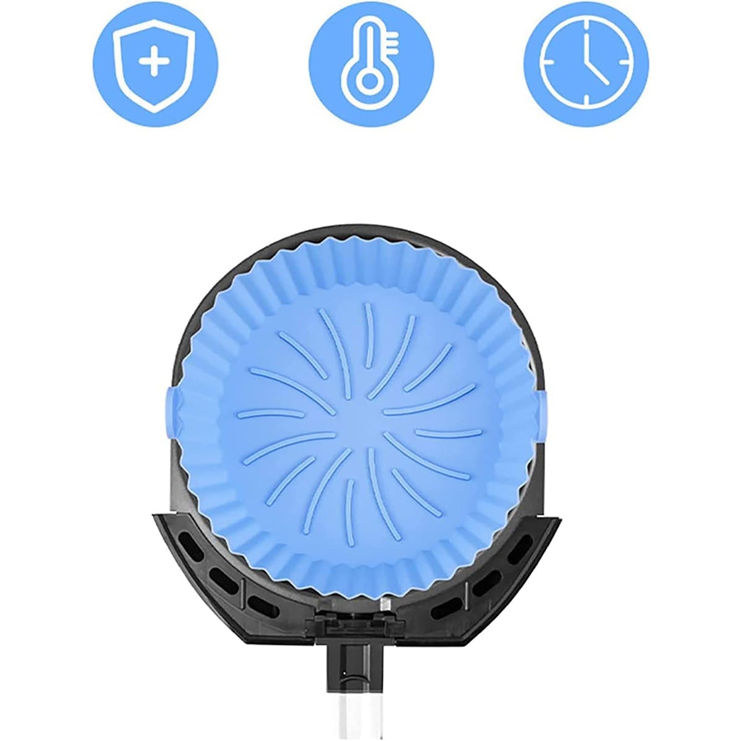 Air Fryer Reusable Non Stick Heat Resistant Silicone Pots 2 Pcs Style B - Blue