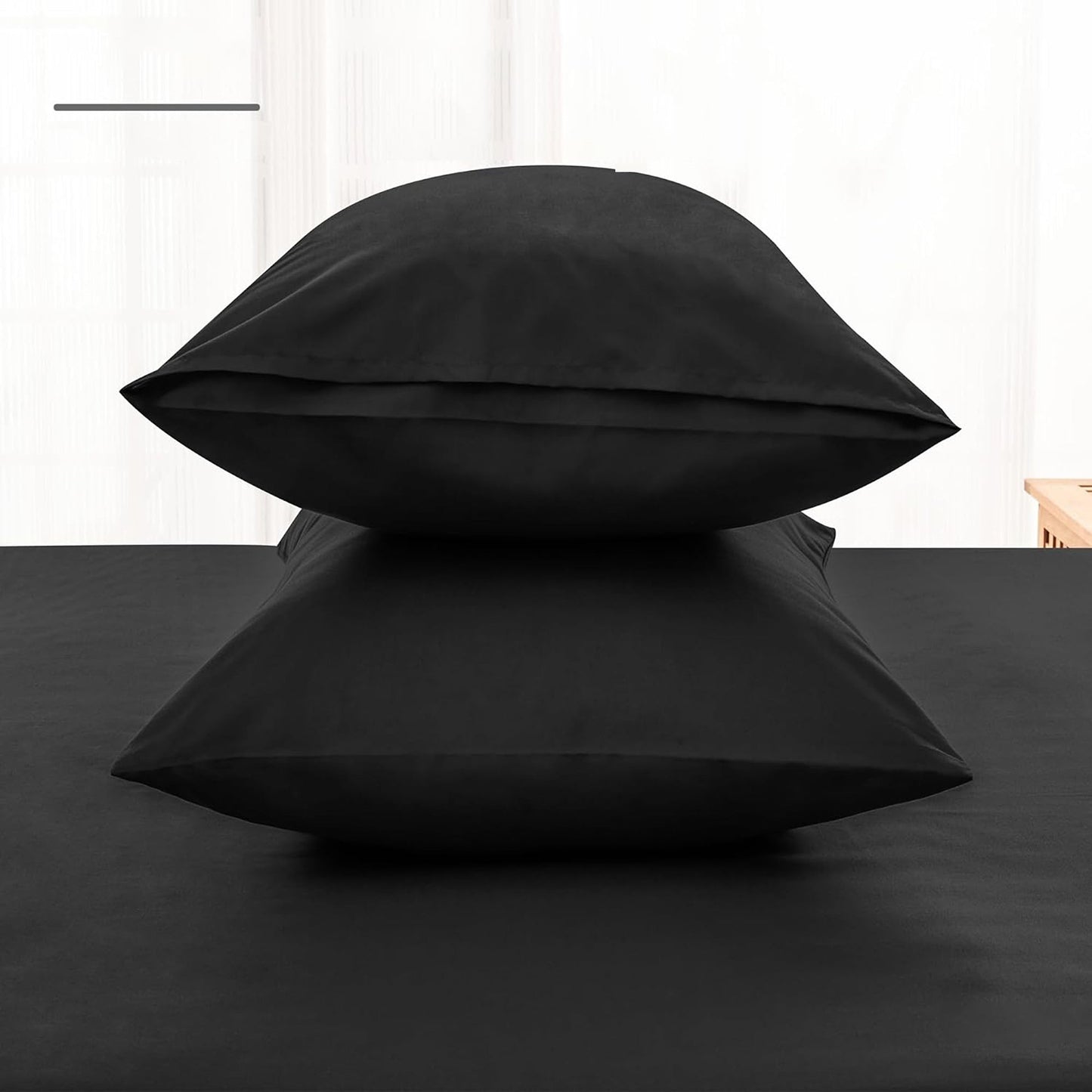 Envelope Closure Soft and Breathable 1000TC Cotton Blend Pillowcases - Black