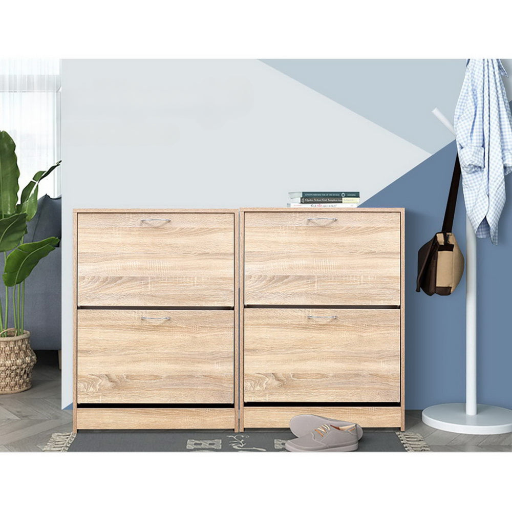 Shoe Cabinet Shoes Storage Rack 24 Pairs Organiser Shelf Cupboard Oak