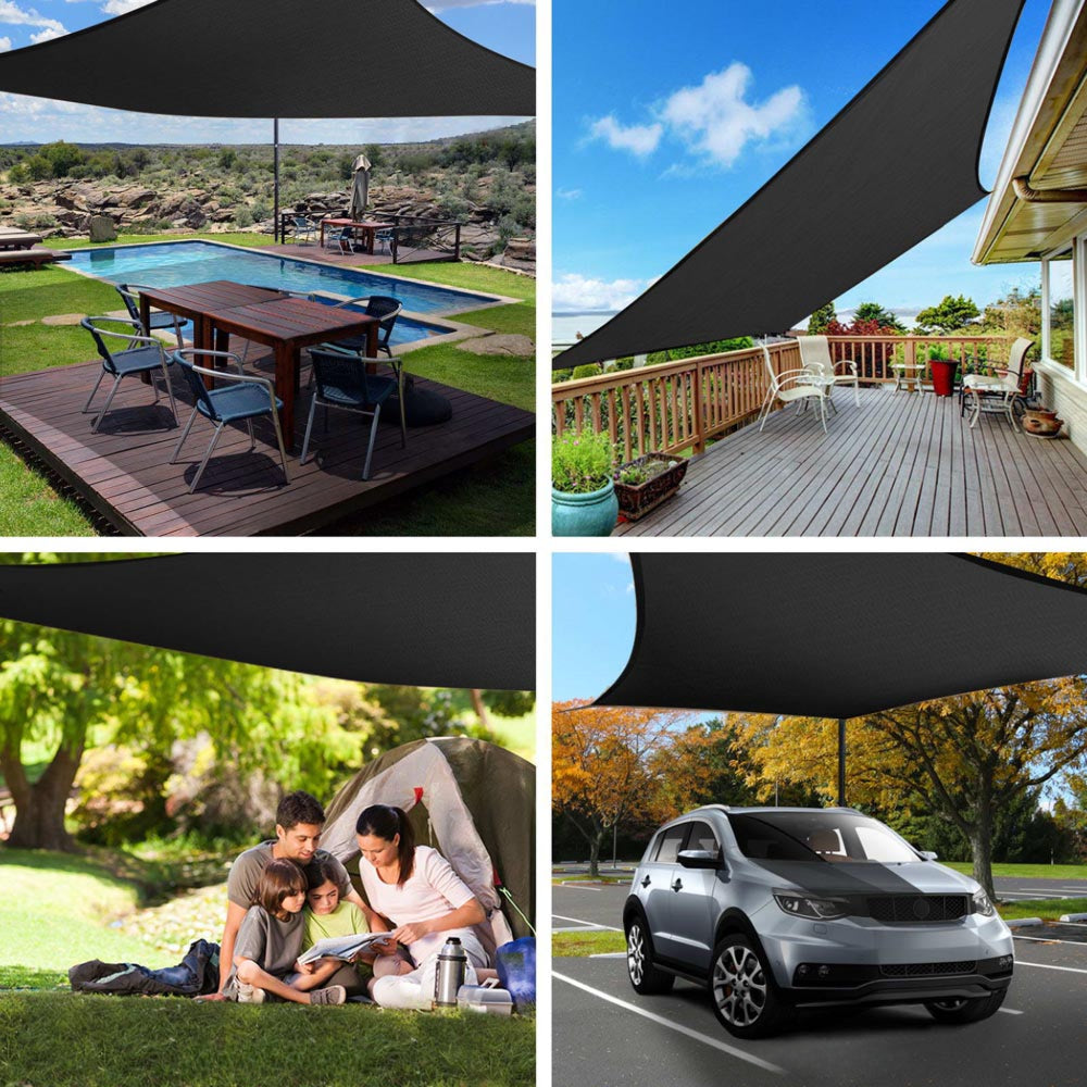 Shade Sail Sun Shadecloth Black 280GSM - 6x8m