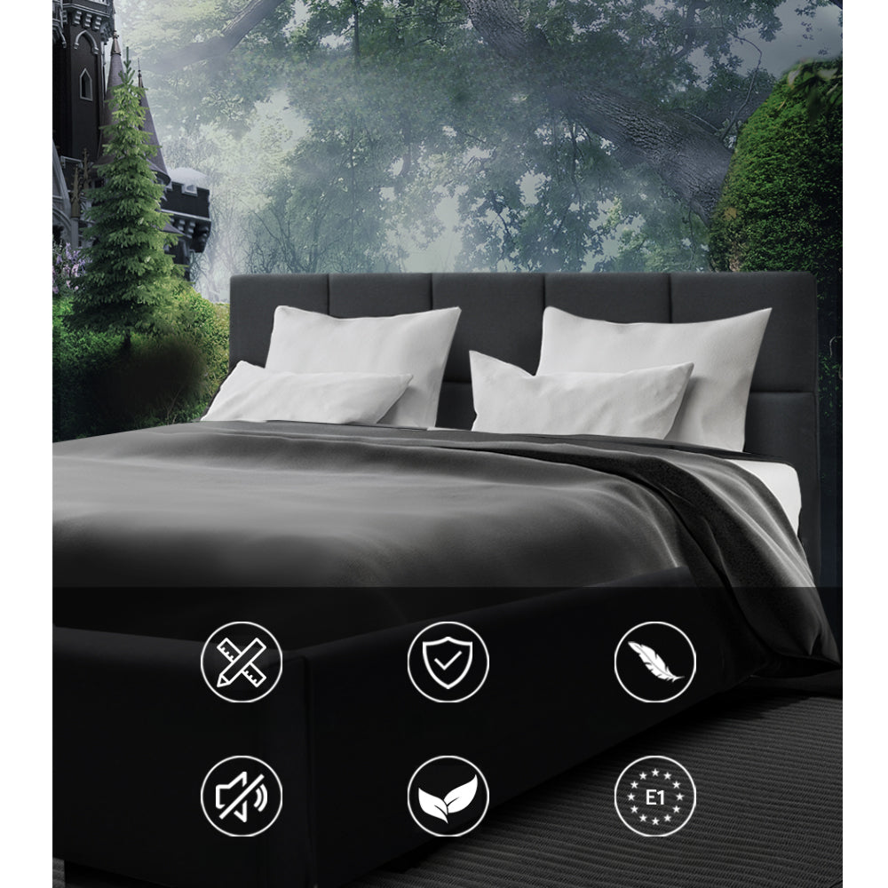 Bed Frame Queen Size Charcoal Fabric