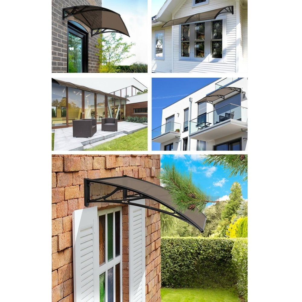 Window DIY Door Awning Patio Canopy UV Shield Brown - 1x4m