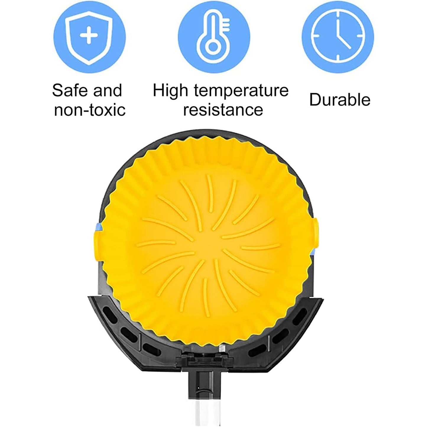 Air Fryer Reusable Non Stick Heat Resistant Silicone Pots 2 Pcs - Yellow