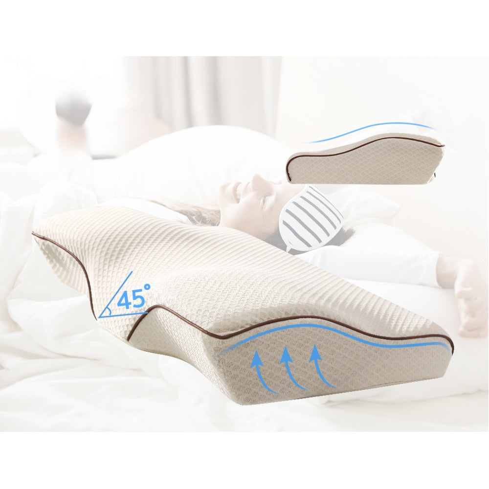 Memory Foam Pillow Neck Contour Rebound  Support - Blue