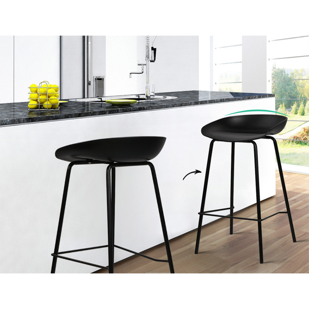 Set of 2 Metal Bar Stools - Black