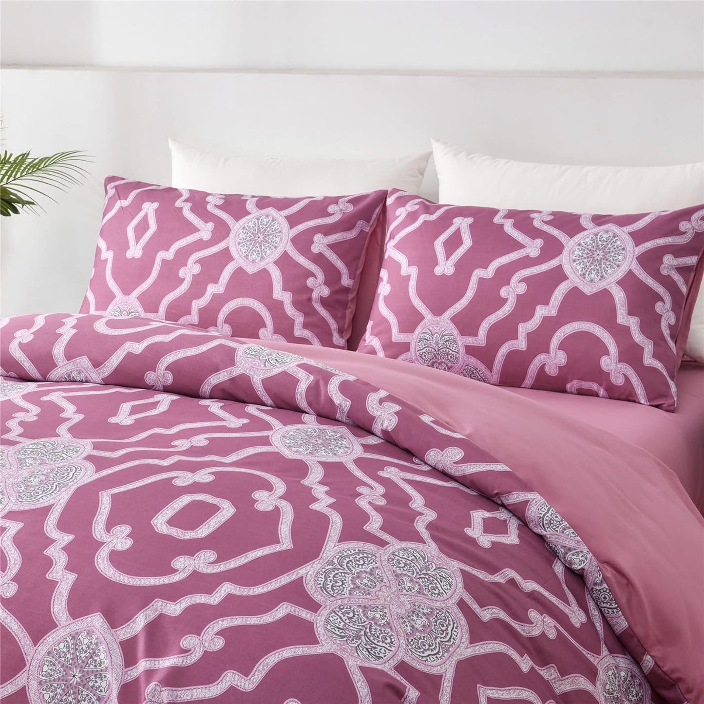 Soft Microfibre Bedding Quilt Cover Set - Pink Floral