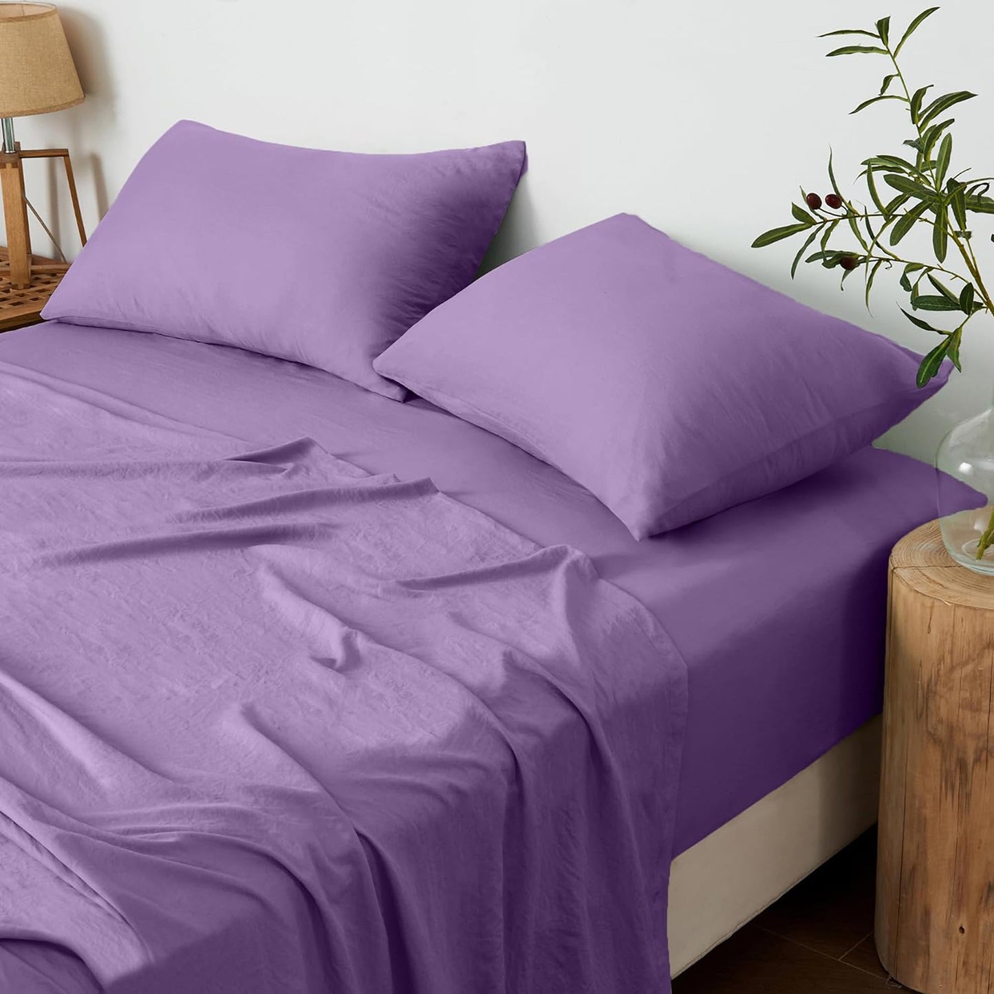 Premium 1800TC Breathable Ultra-Soft Microfibre Single Bed Sheet Set - Dusty Lilac