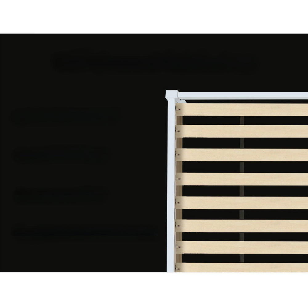 Wooden Bed Frame Single Size Mattress Base Pine Timber Platform White