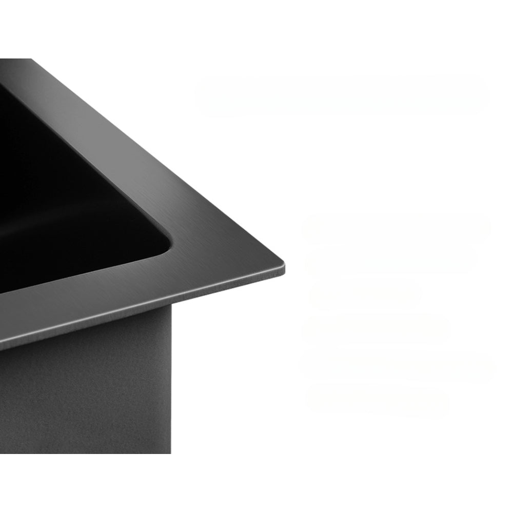 44cm x 44cm Stainless Steel Kitchen Sink Under/Top/Flush Mount Black