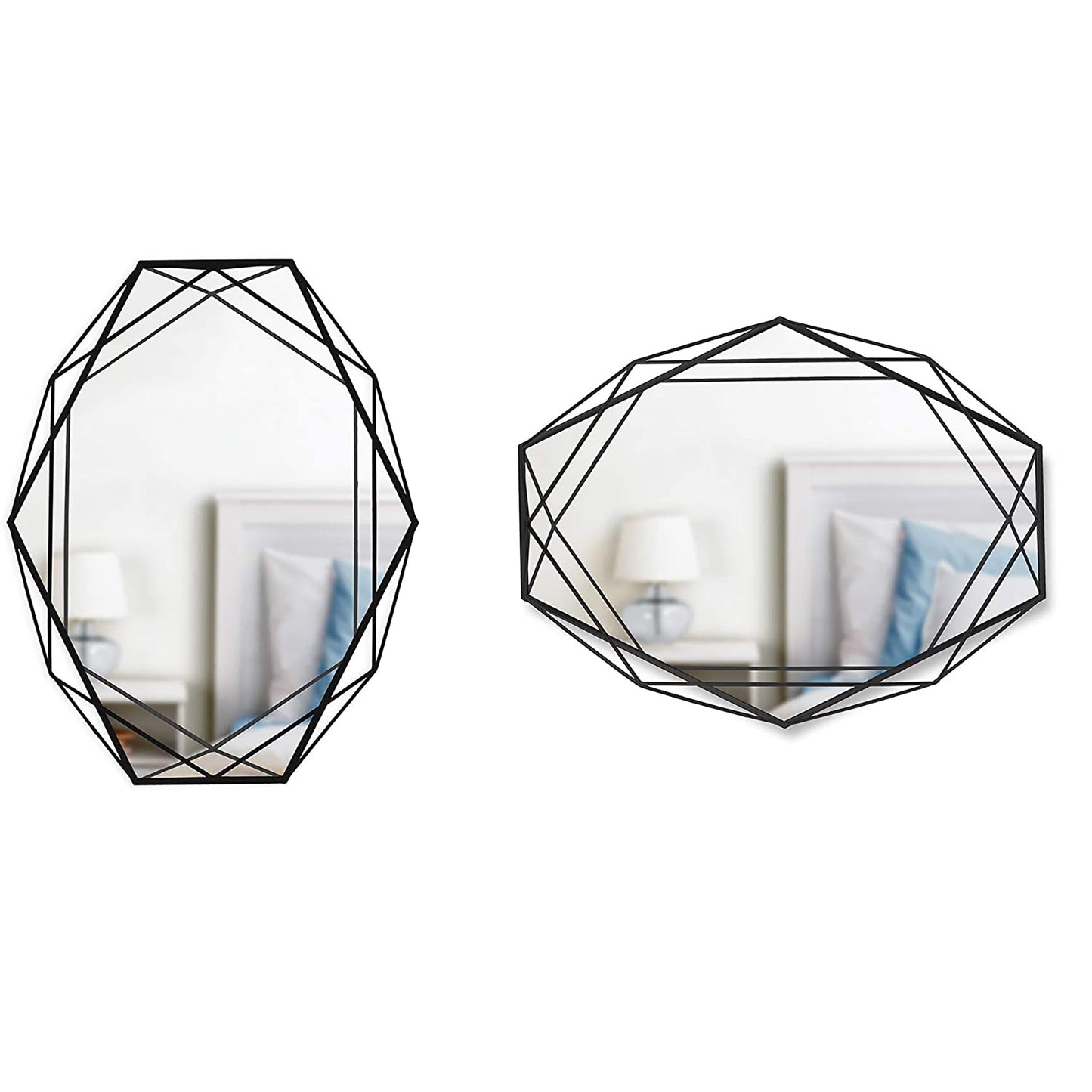 Modern Geometric Shaped Oval Wall Mirror Home Decor - Black