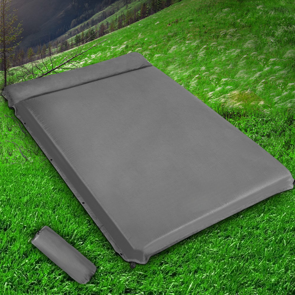 Camping Double Size Self Inflating Mattress - Grey