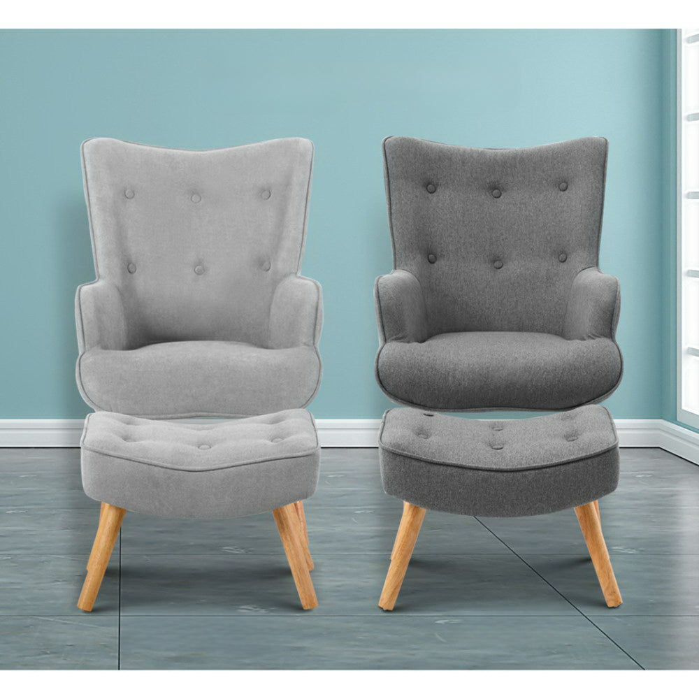 Armchair and Ottoman - Grey