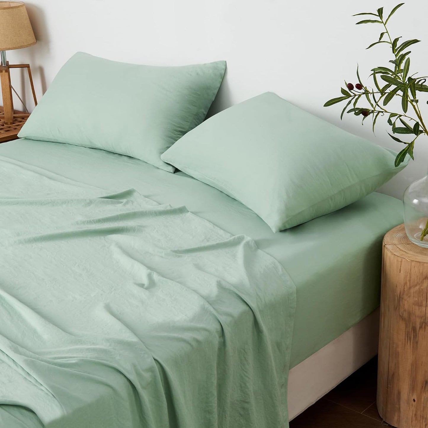 Premium 1800TC Breathable Ultra-Soft Microfibre Single Bed Sheet Set - Sage Green