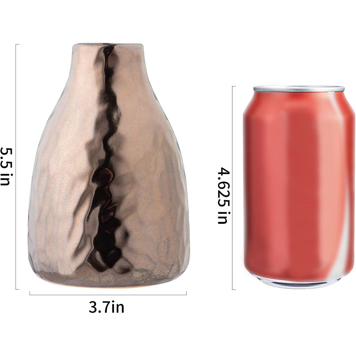 Shinning Modern Geometric Diamond Metalic Glazed Ceramic Flower Vase - 13 cm