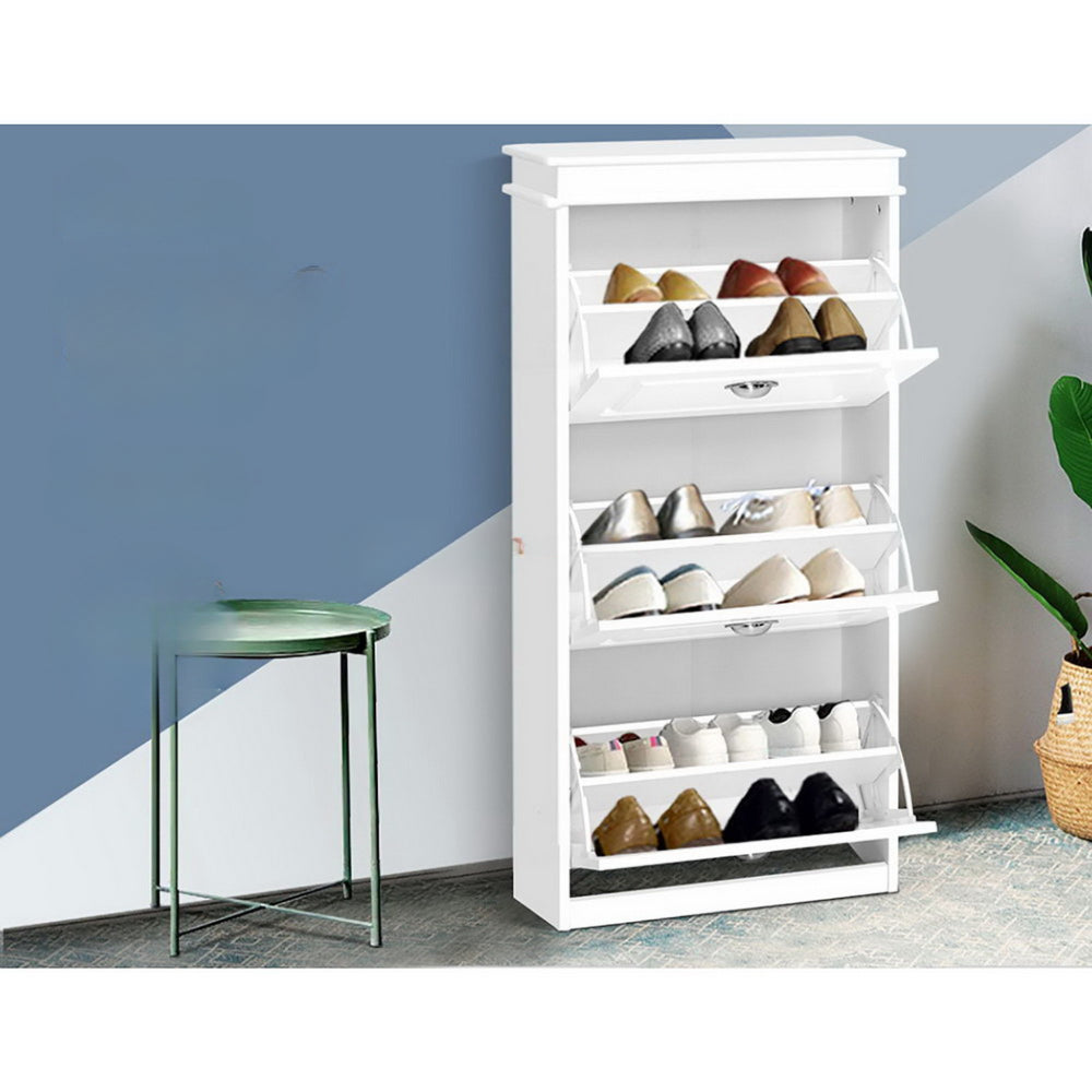 Shoe Cabinet Shoes Storage Rack White Organiser Shelf Cupboard 18 Pairs Drawer