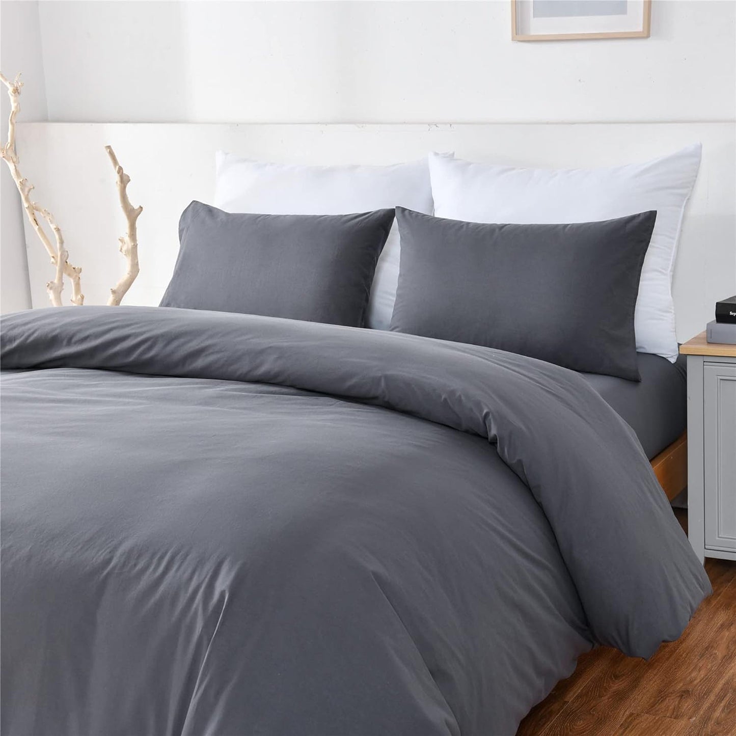 Ultra Soft 100% Washed Cloth Cotton Quilt Cover Set - Grey