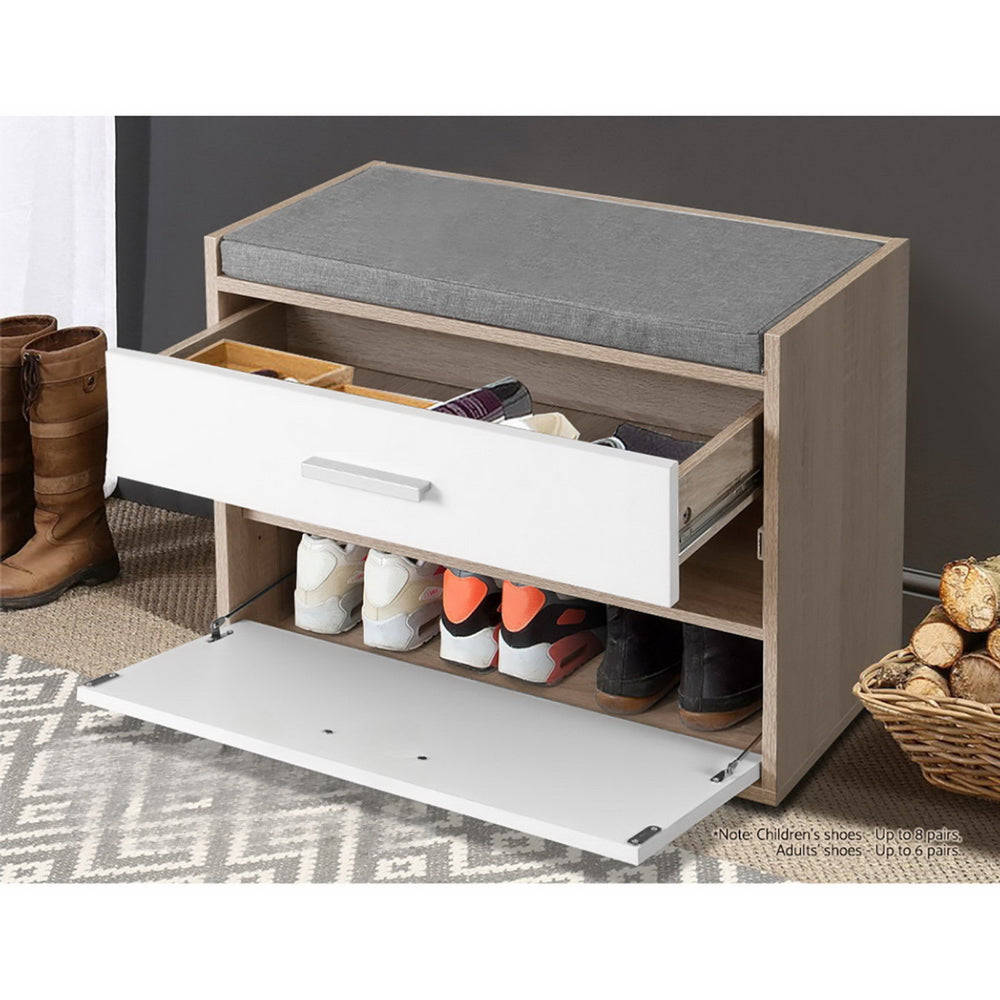 Shoe Cabinet Bench Shoes Storage Organiser Rack Fabric Seat Wooden Cupboard Up to 8 pairs