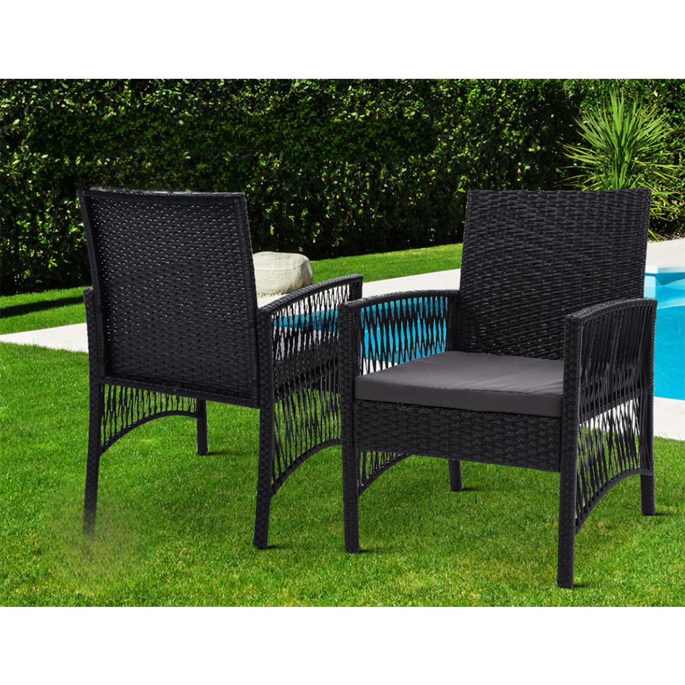 Outdoor Furniture Dining Chair Table Bistro Wicker Patio Set - Gray