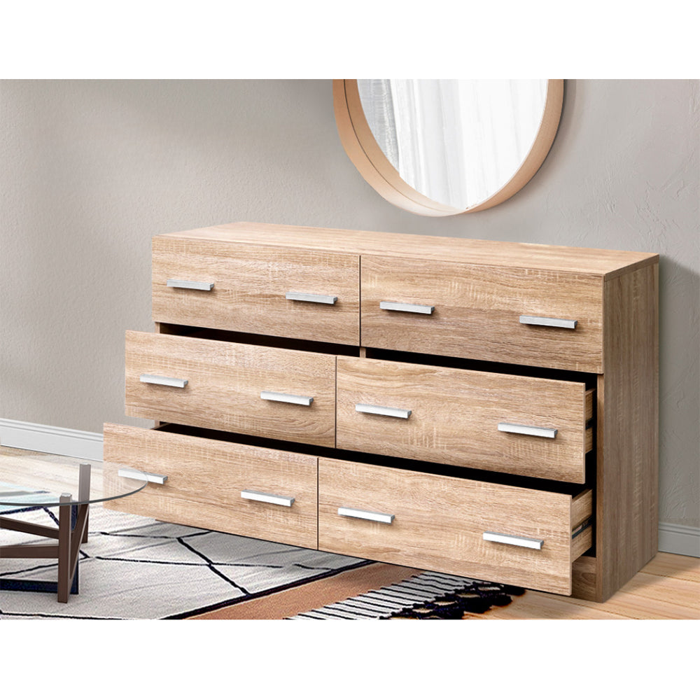 6 Chest of Drawers Cabinet Dresser Table Tallboy Lowboy Storage Wood