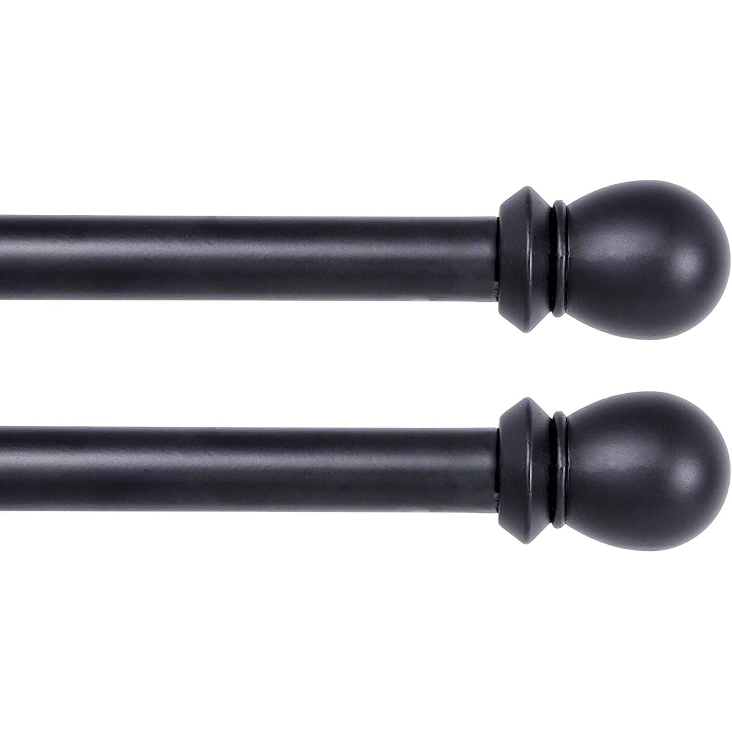 Scroll Bracket Double Window Curtain Rod Set 28 to 48 Inch - Black
