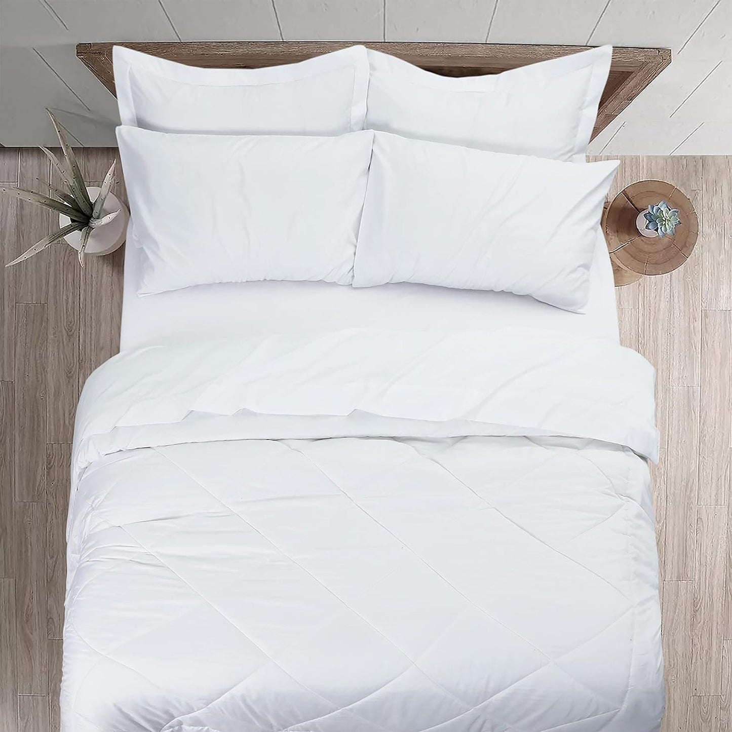 Warm and Cooling Microfibre Comforter Bedding Set - White