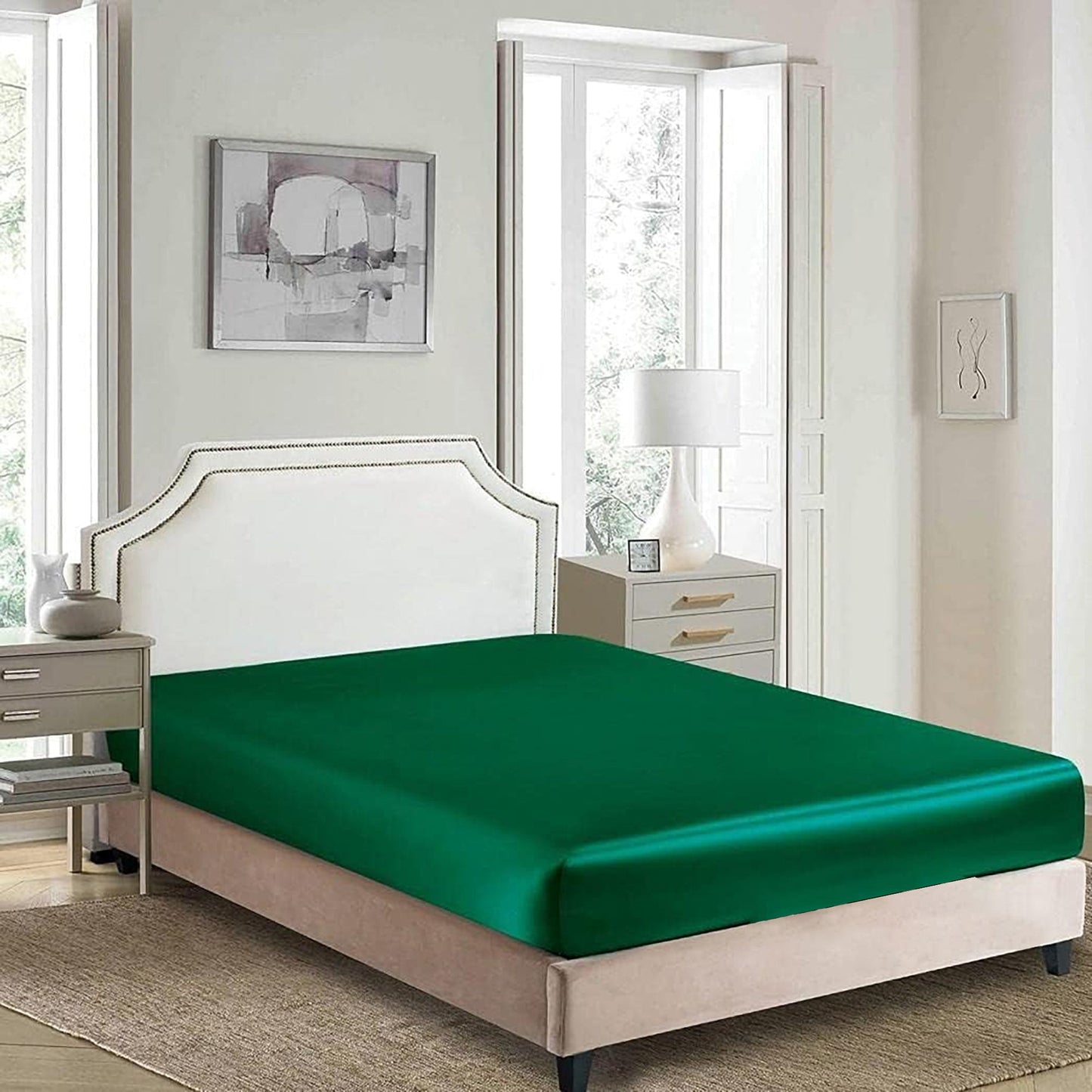 2000 TC Wrinkle and Fade Resistant Satin Fitted Bed Sheet - Green