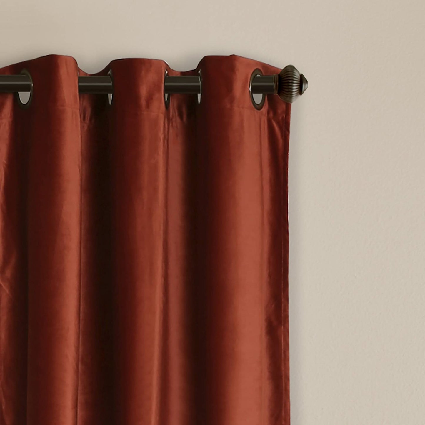Room Darkening Velvet Curtains Window Panel Set for Living Dining Bedroom Pair 84 in - Rust