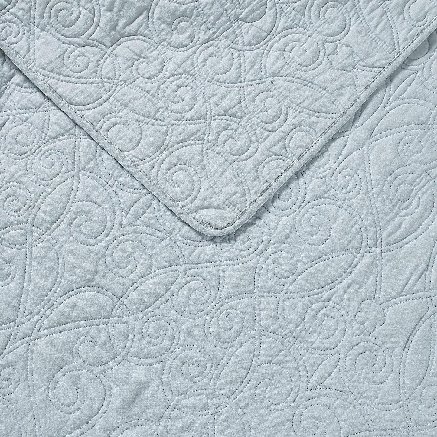 100% Cotton, Reversible All Season Bedding Quilt Set - Breeze Blue