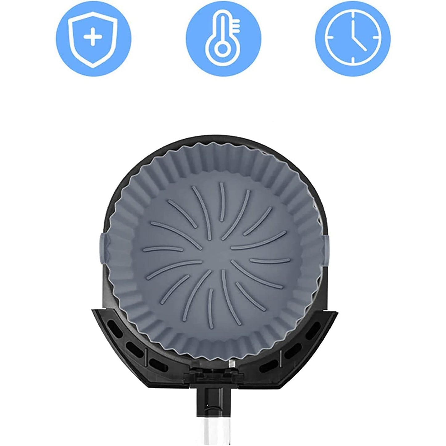 Air Fryer Reusable Non Stick Heat Resistant Silicone Pots 2 Pcs - Grey