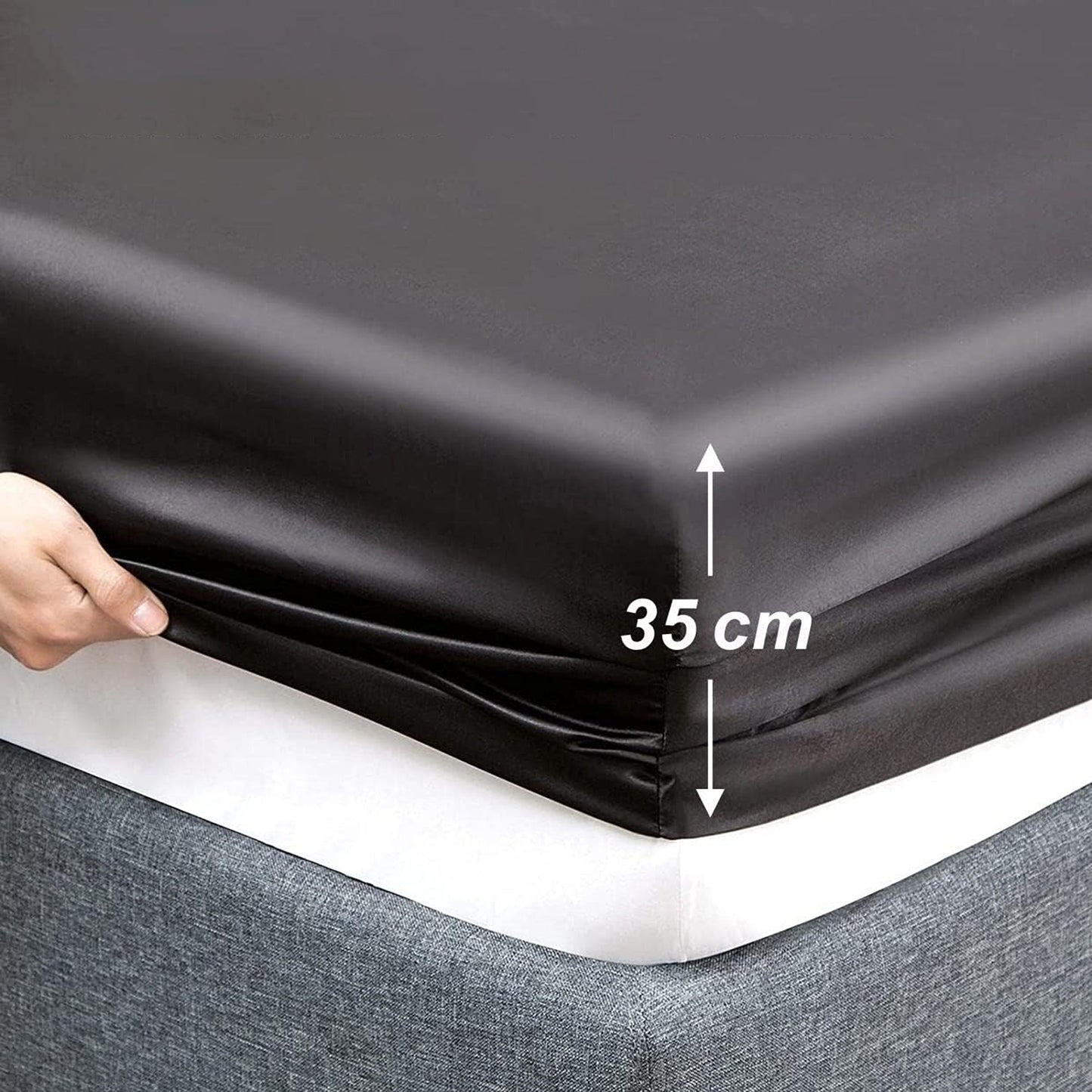 2000TC Microfibre Art Silk Satin Bedding Sheet Set - Black