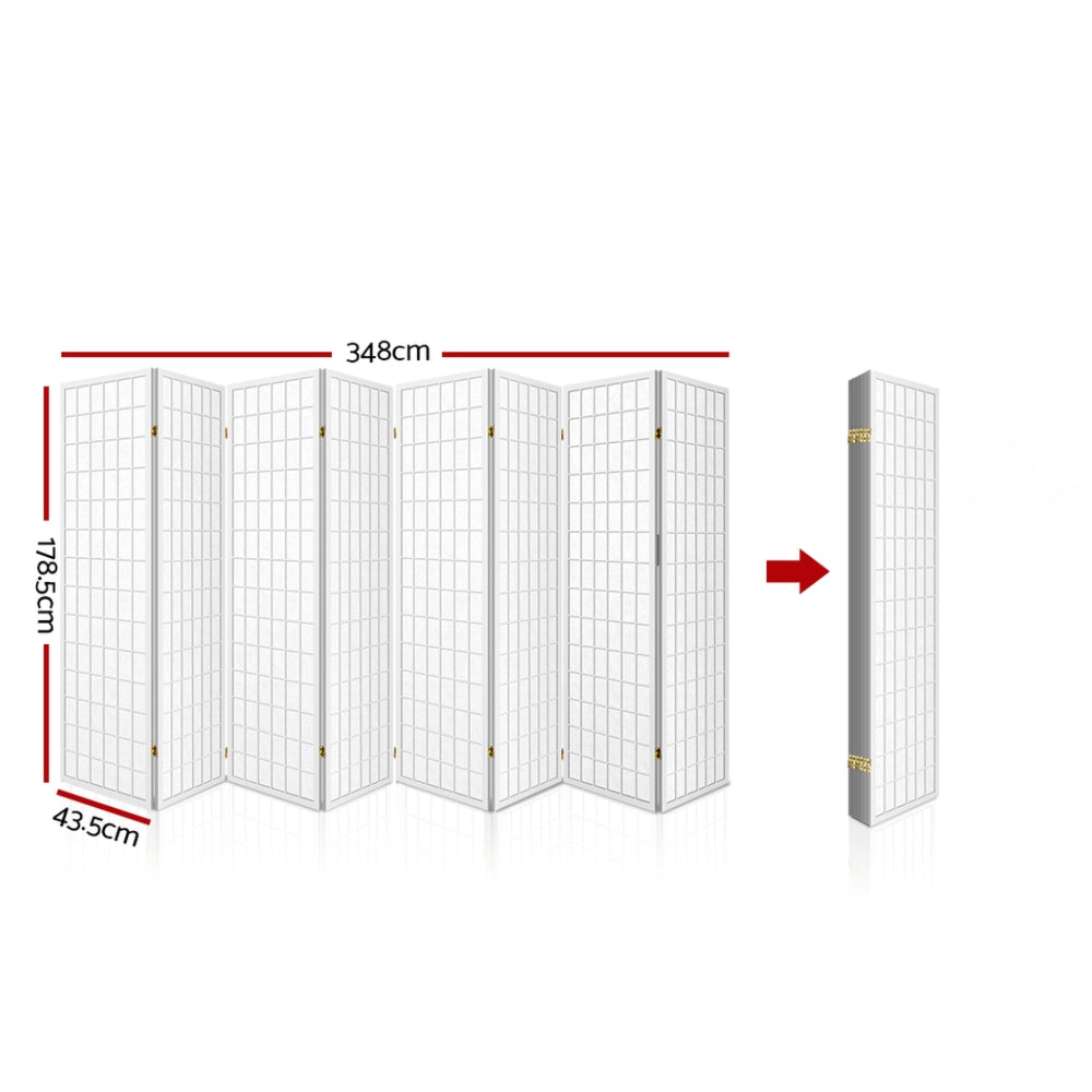 Room Divider Screen Wood Timber Dividers Fold Stand Wide White 8 Panel