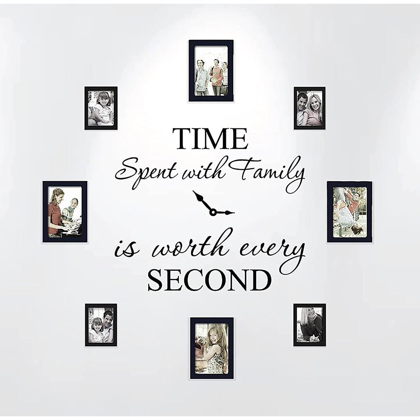 Time Spent with Family is Worth Every Second Home Wall Decal Sticker Clock - Black