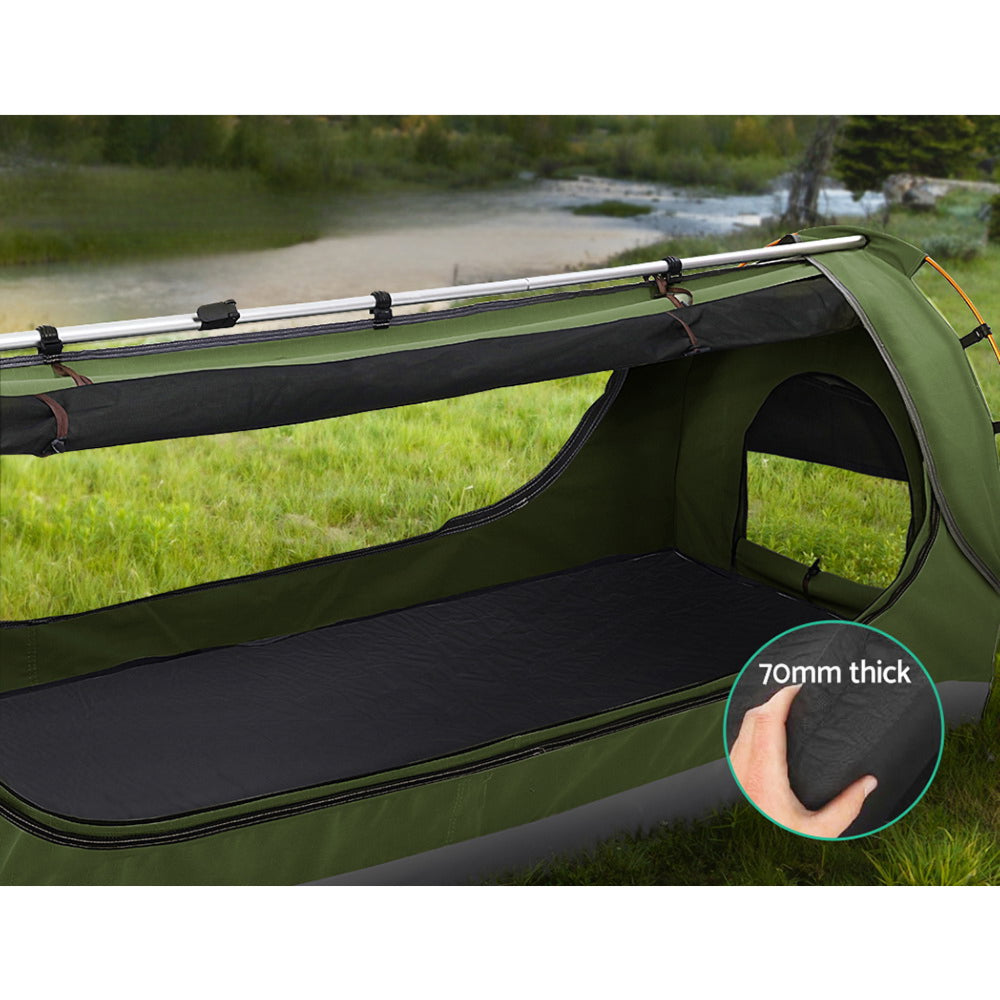 Double Camping Swags Canvas Free Standing Dome Tent - Celadon