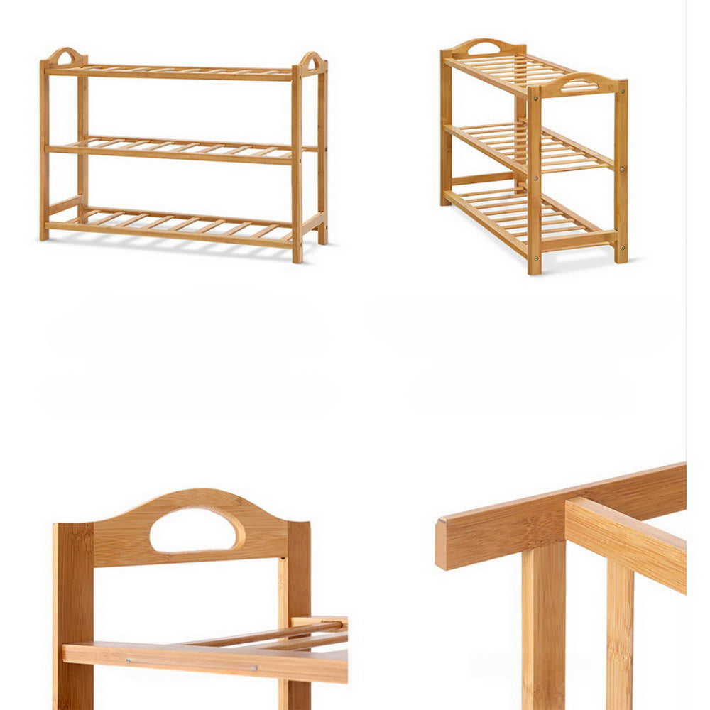 3 Tiers Bamboo Shoe Rack Storage Organiser Wooden Shelf Stand Shelves