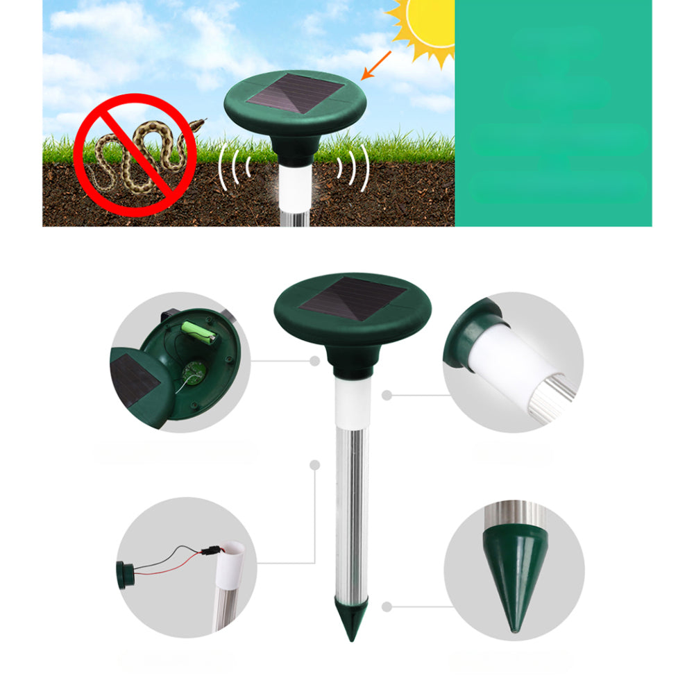 Solar LED Snake Multi Pulse Ultrasonic Pest Repeller - 12x