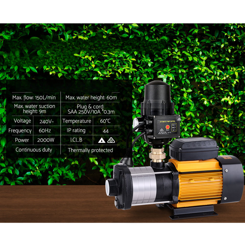 Multi Stage Water Pump Pressure Tank Garden Irrigation - 2500W