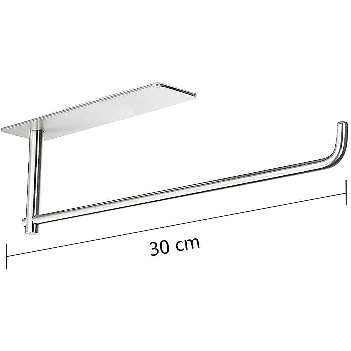 Self Adhesive Stainless Steel Paper Towel Holder Rack - Silver
