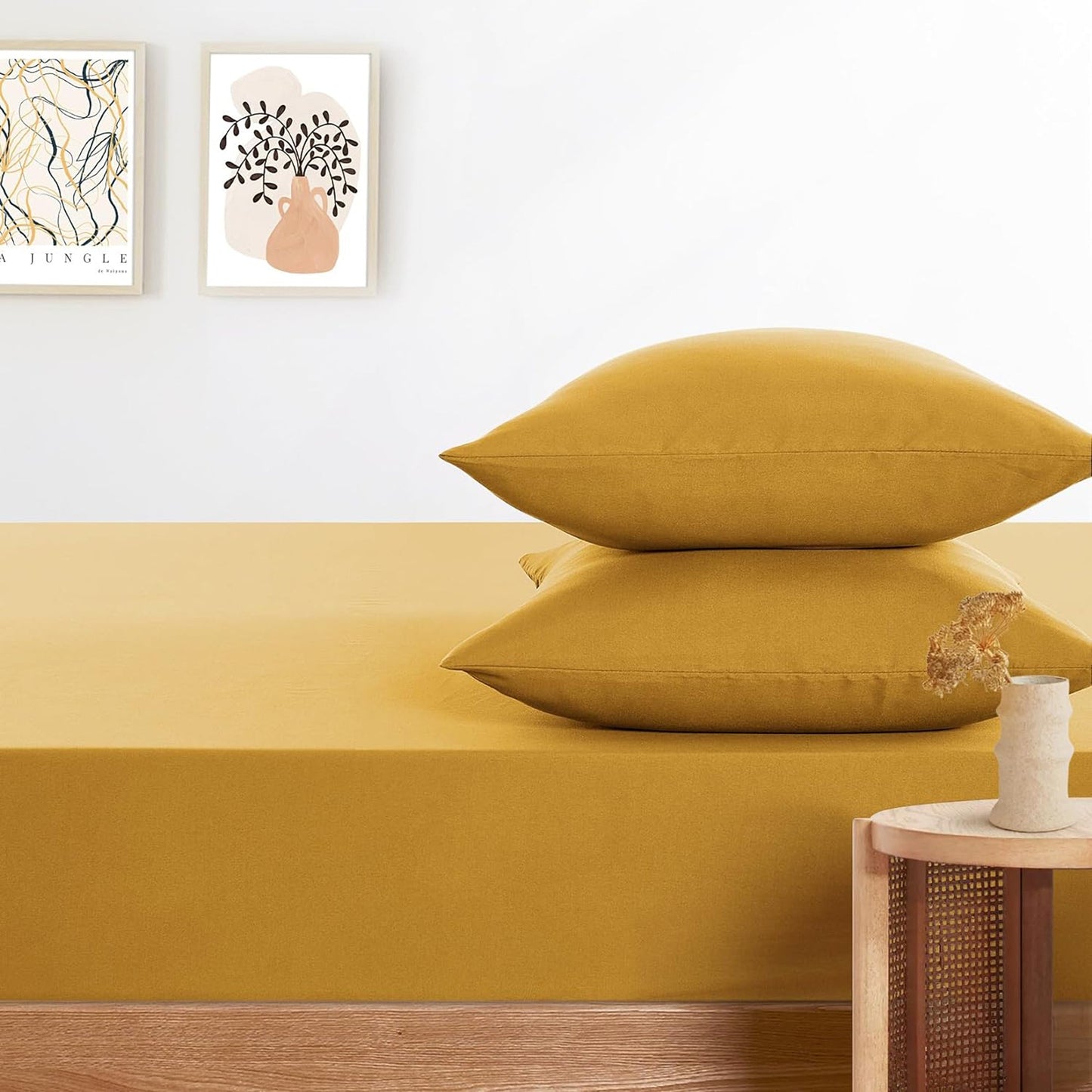 1000TC Ultra Soft Microfibre Extra Deep Fitted Sheet Set - Turmeric Yellow