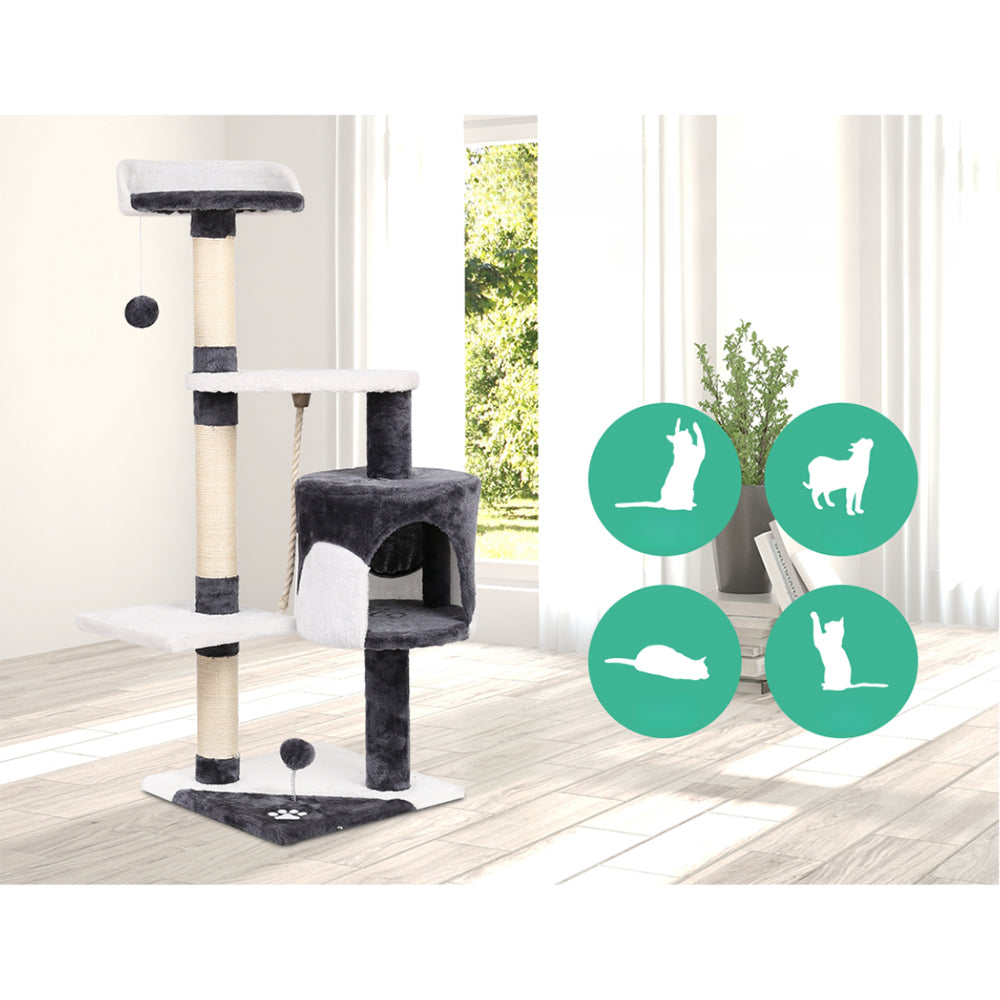 Cat Tree Scratching Post Tower House Furniture Wood Multi Level - 120cm