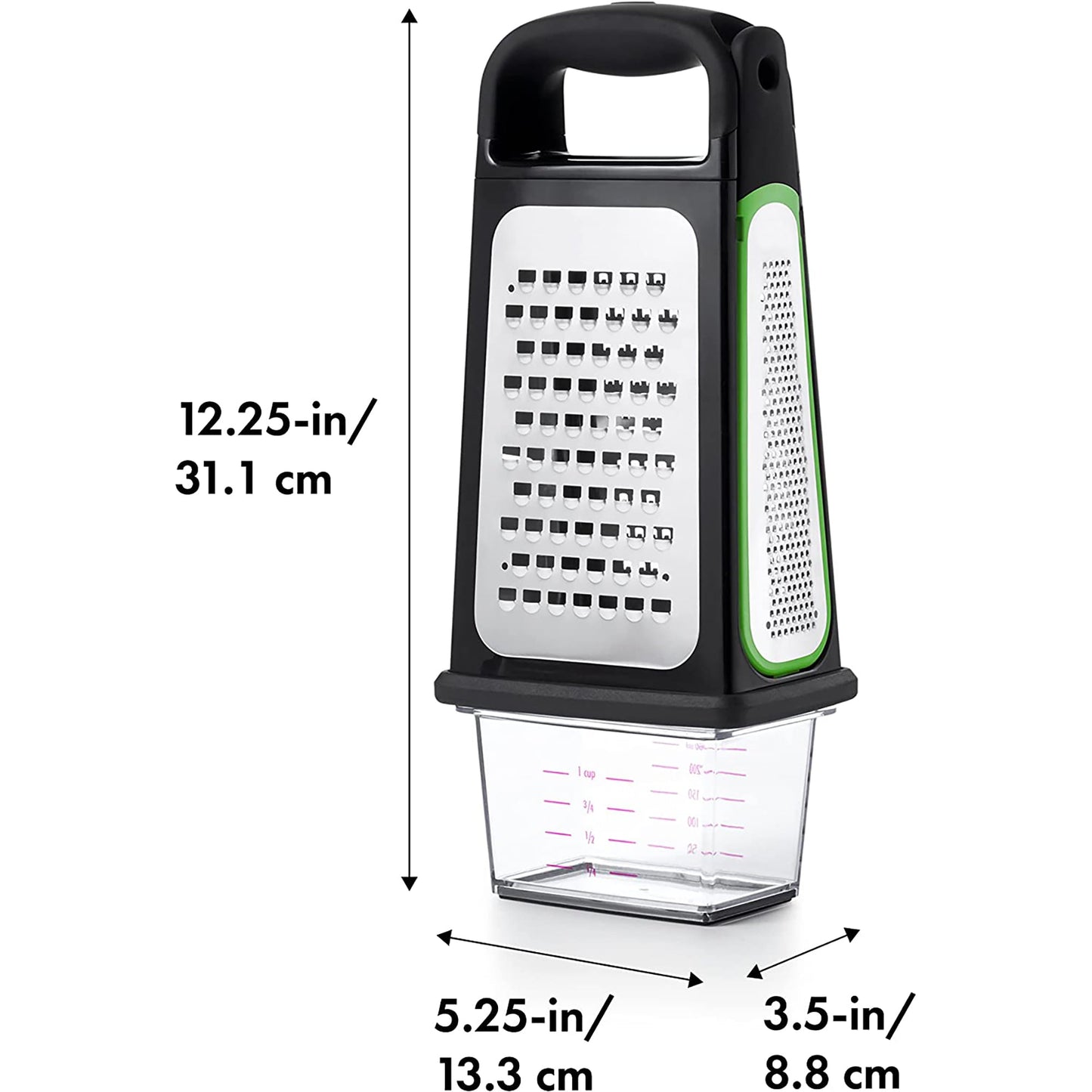 Stainless Steel Box Grater with Removable Zester - Black