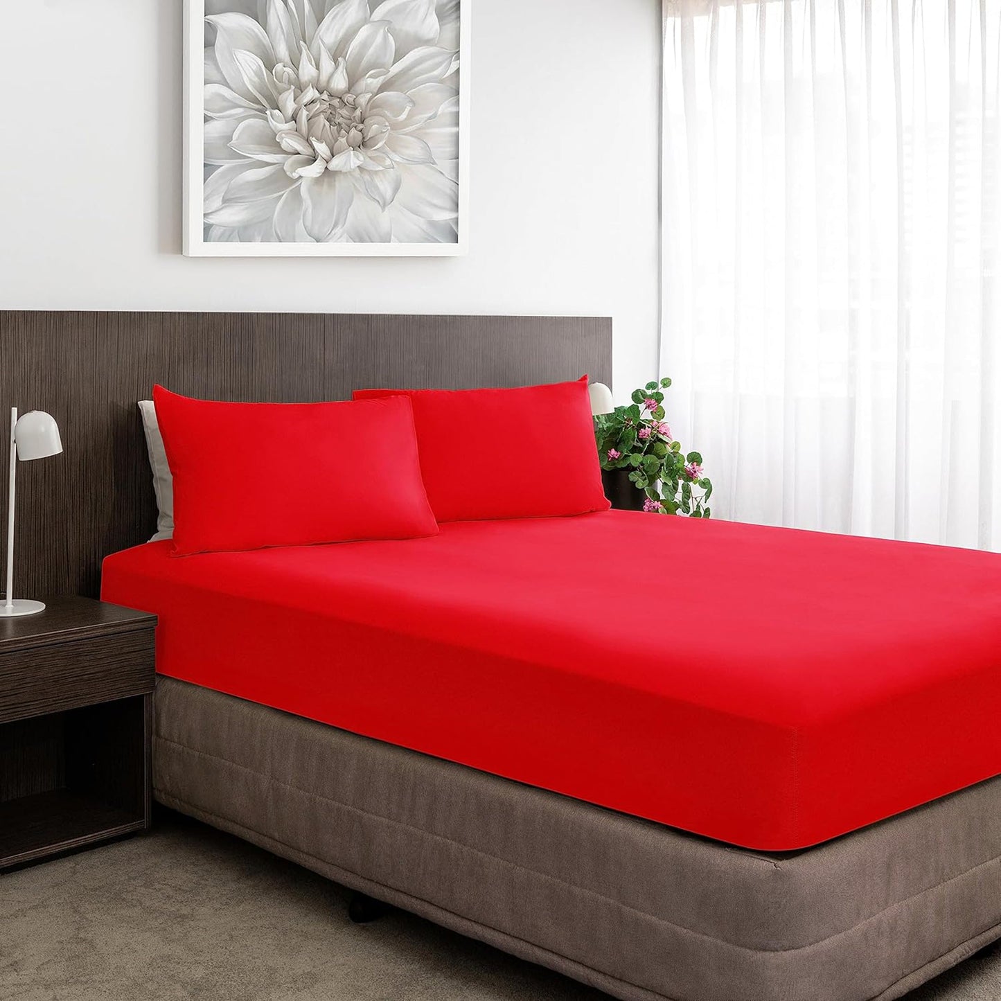 1500tc Ultra-Soft Breathable Microfibre Deep Pocket Bed Sheet Set - Red