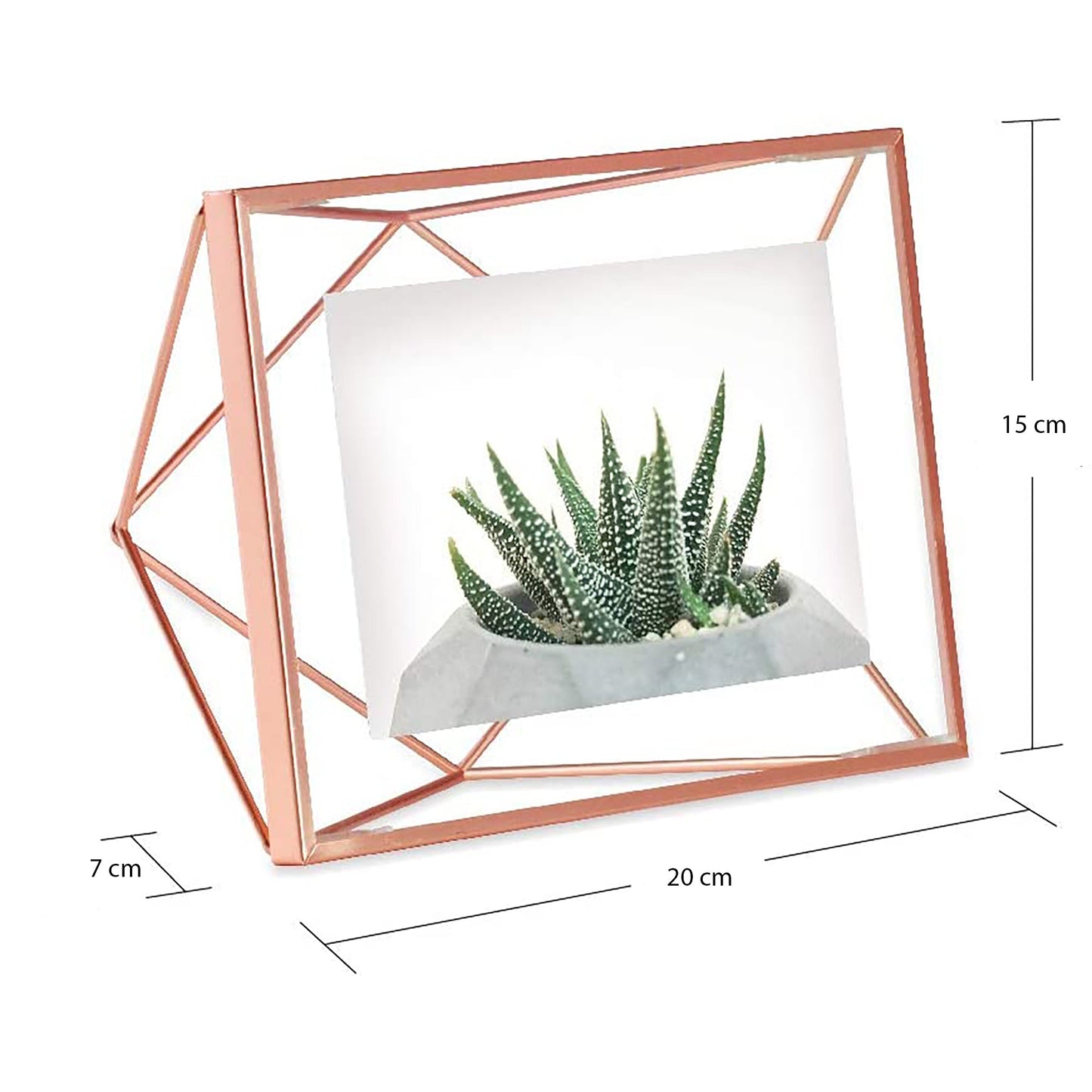 Geometric Prisma Picture Frame Photo Display for Desk Wall  4x6 Inch - Copper